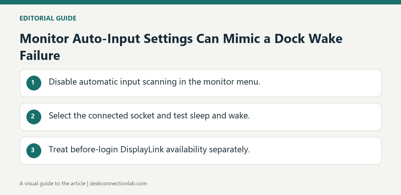Monitor Auto-Input Settings Can Mimic a Dock Wake Failure