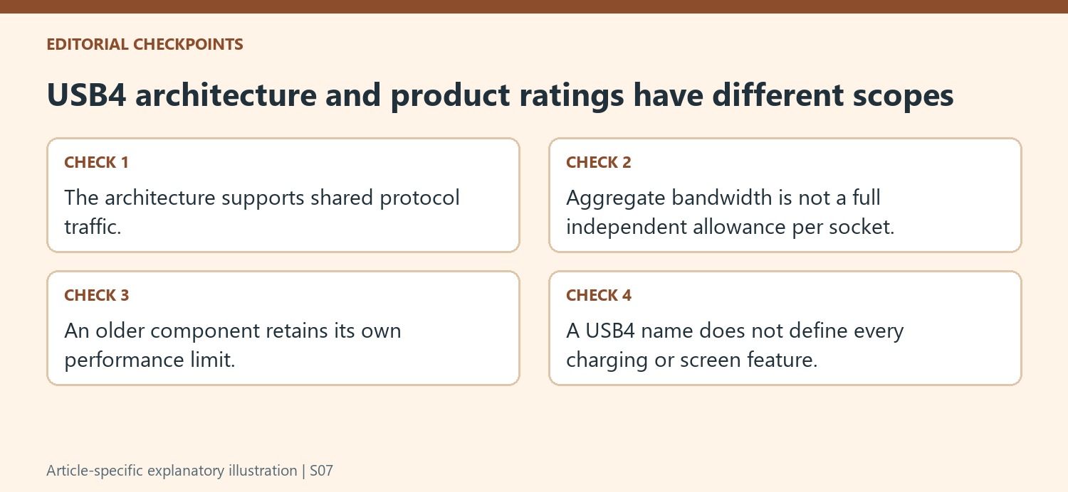 USB4 architecture and product ratings have different scopes