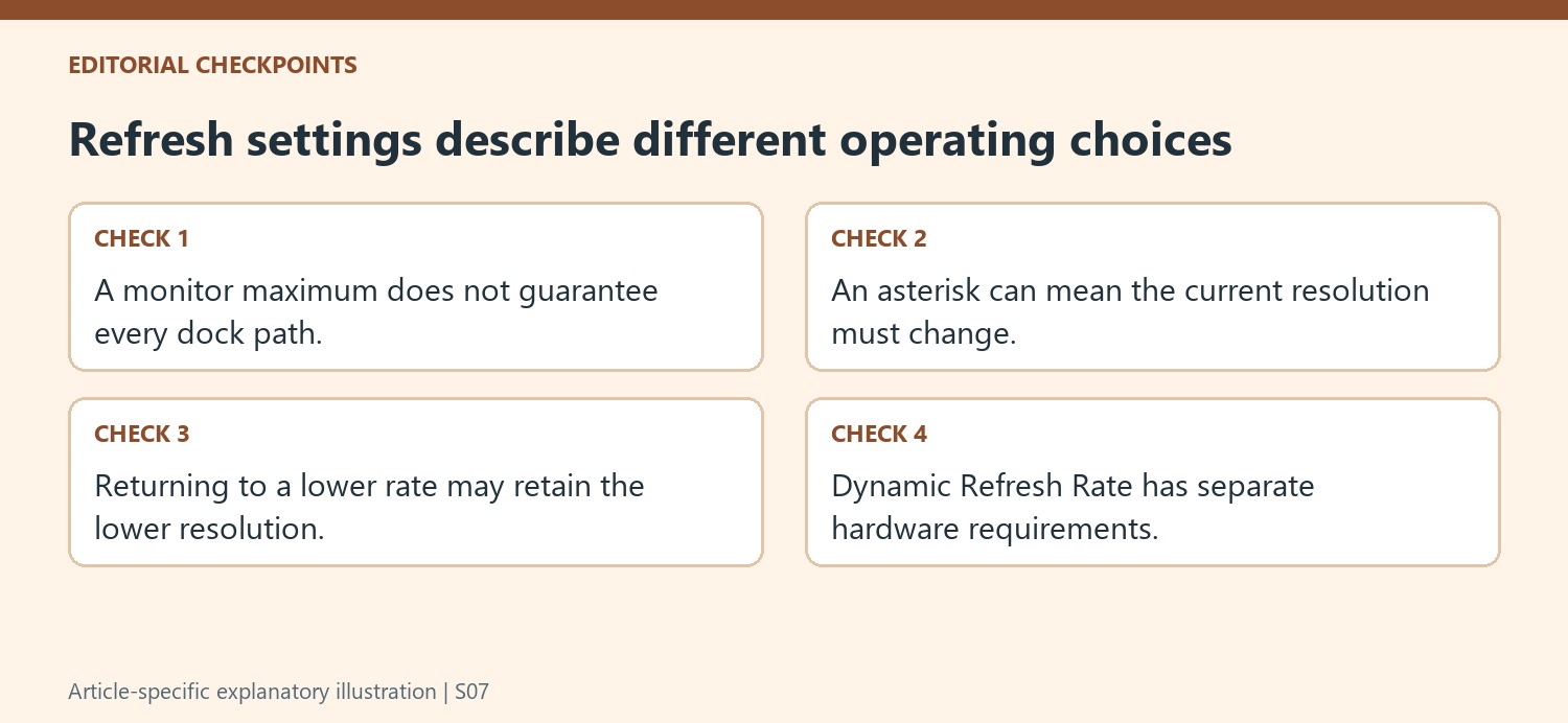 Refresh settings describe different operating choices