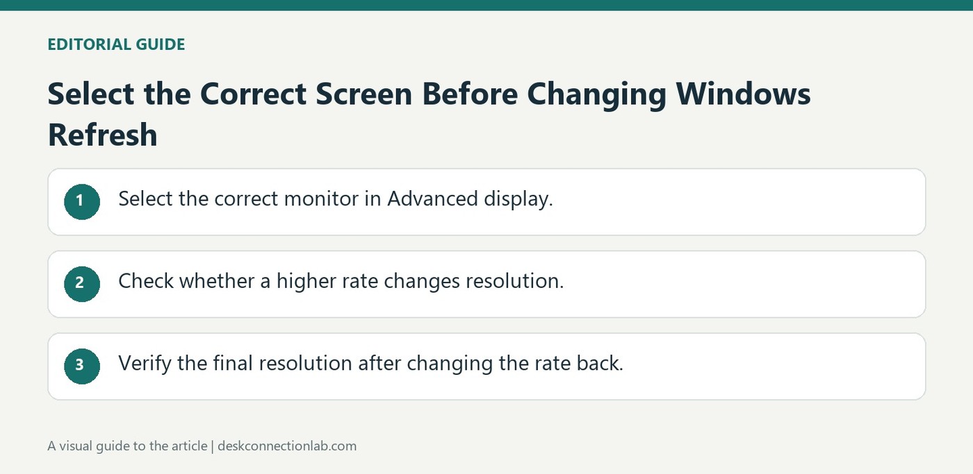 Select the Correct Screen Before Changing Windows Refresh