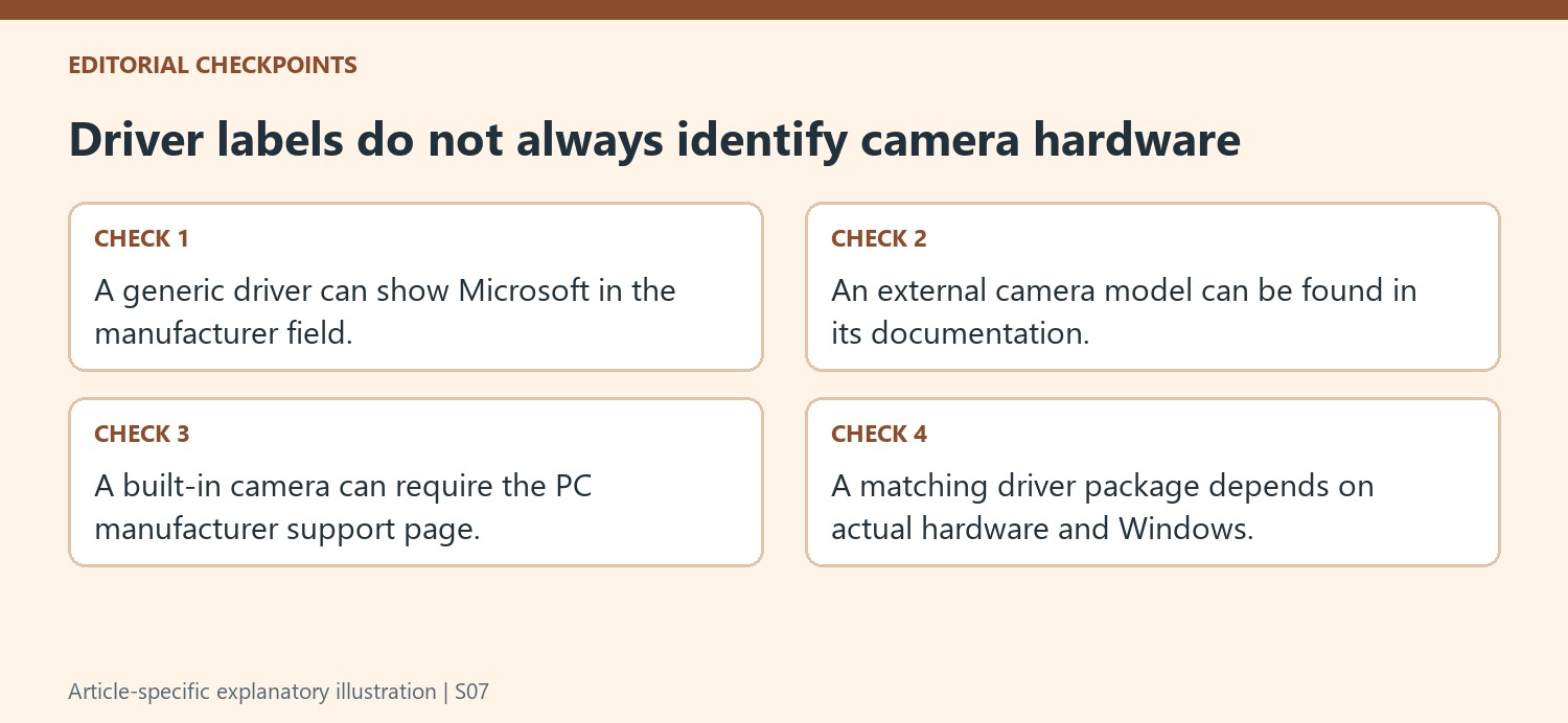Driver labels do not always identify camera hardware