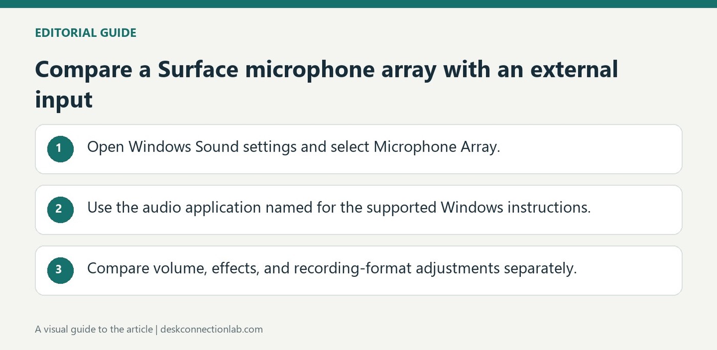 Compare a Surface microphone array with an external input