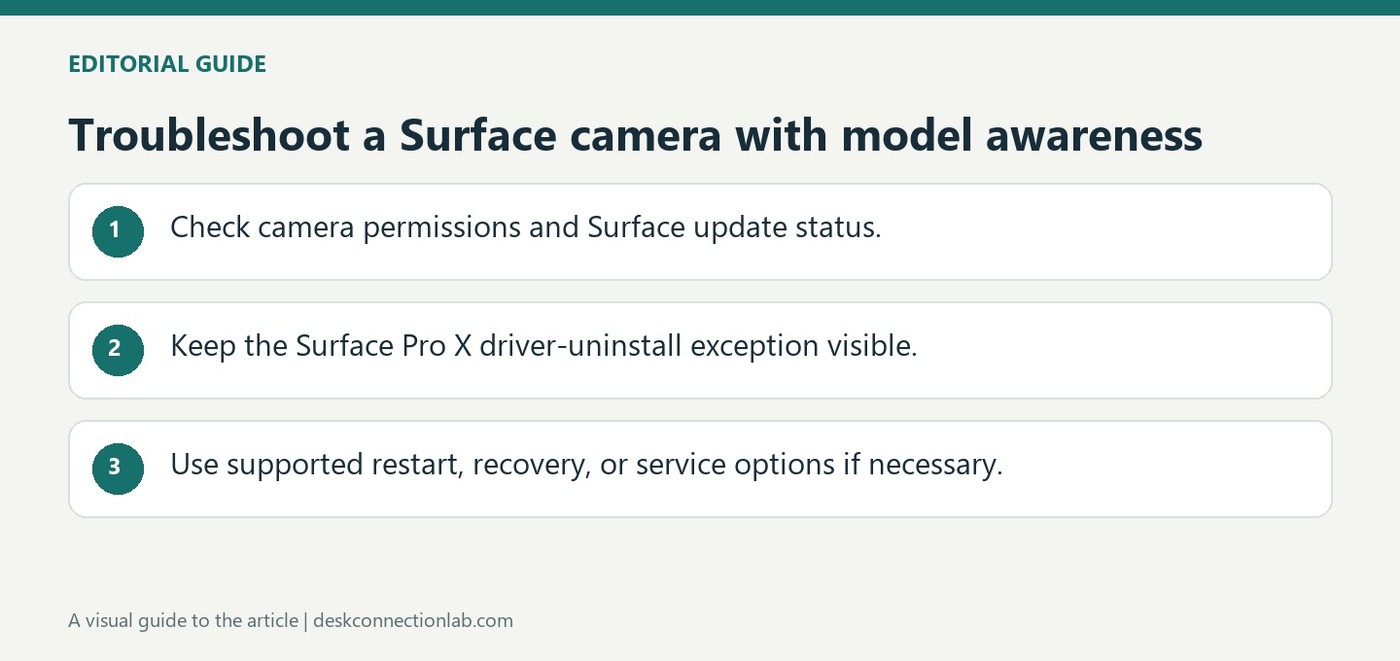 Troubleshoot a Surface camera with model awareness