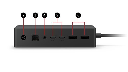 Use the correct ports on Surface Dock 2