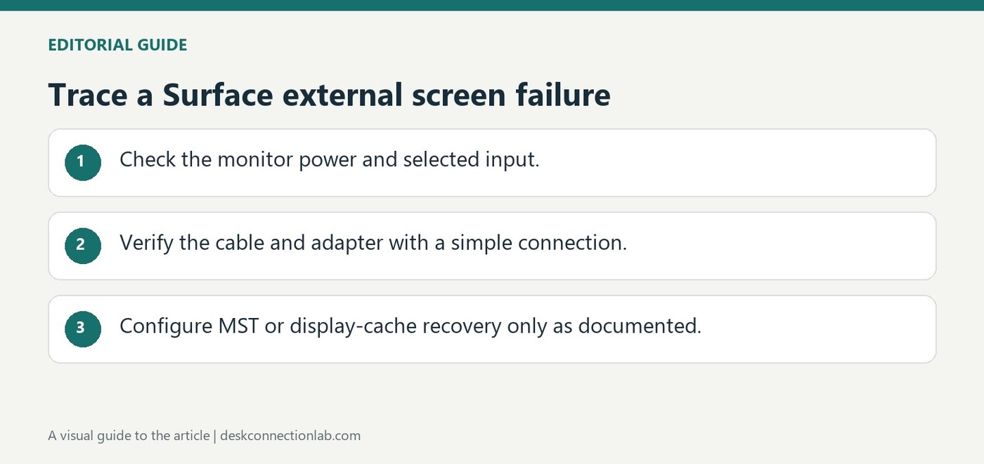 Trace a Surface external screen failure
