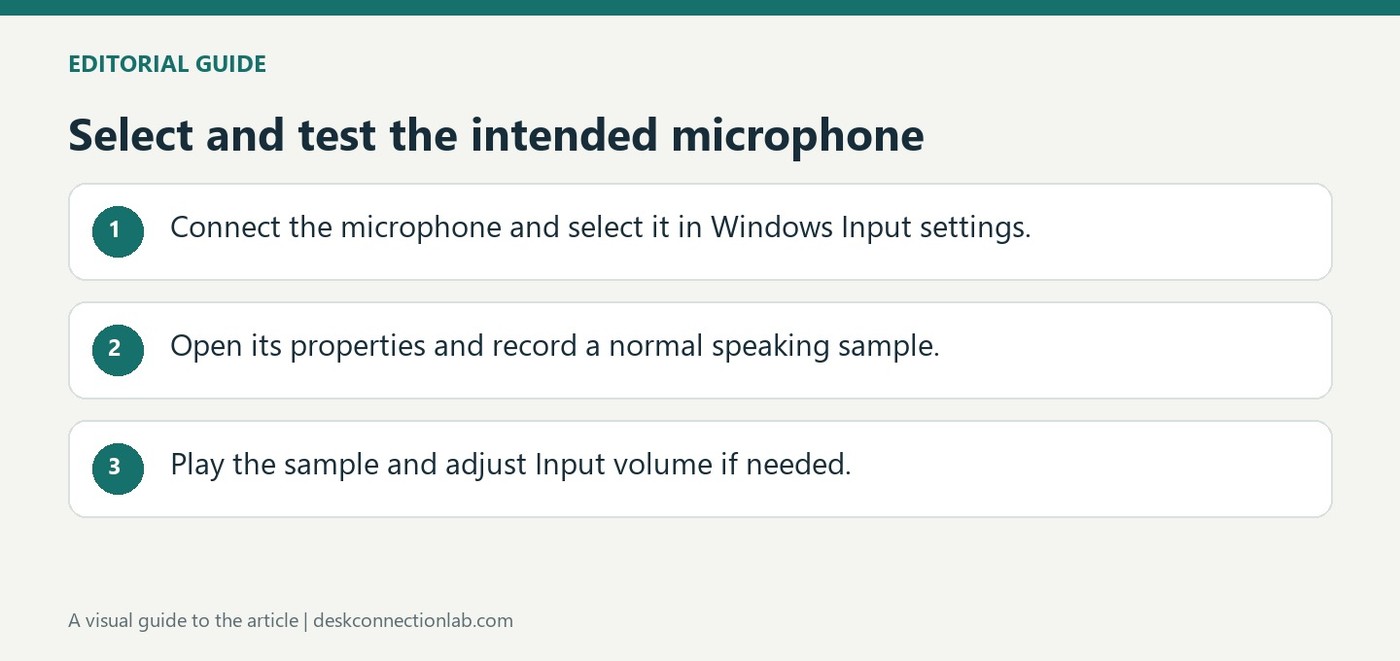 Select and test the intended microphone