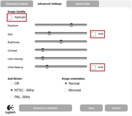 Legacy Webcam Software Exposes Manual Image Controls