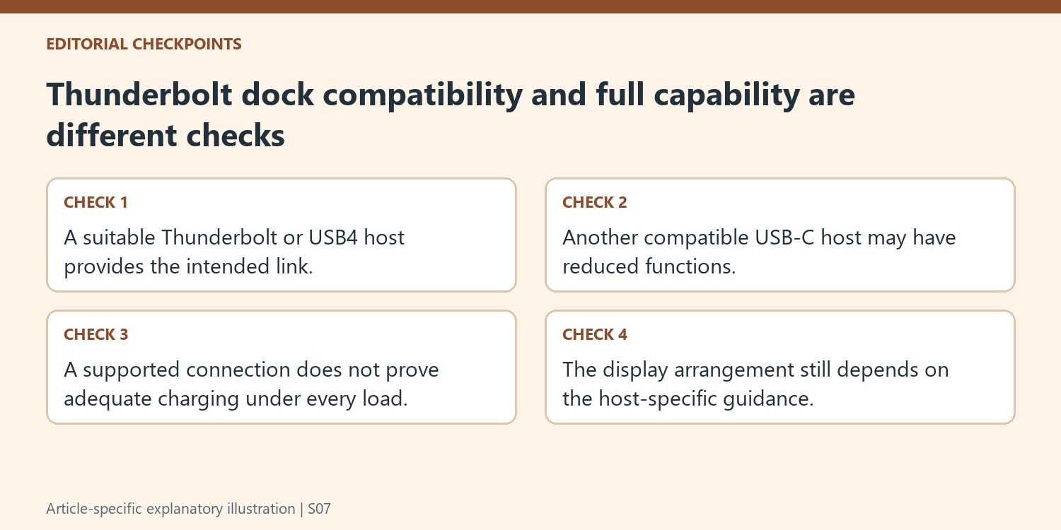 Thunderbolt dock compatibility and full capability are different checks
