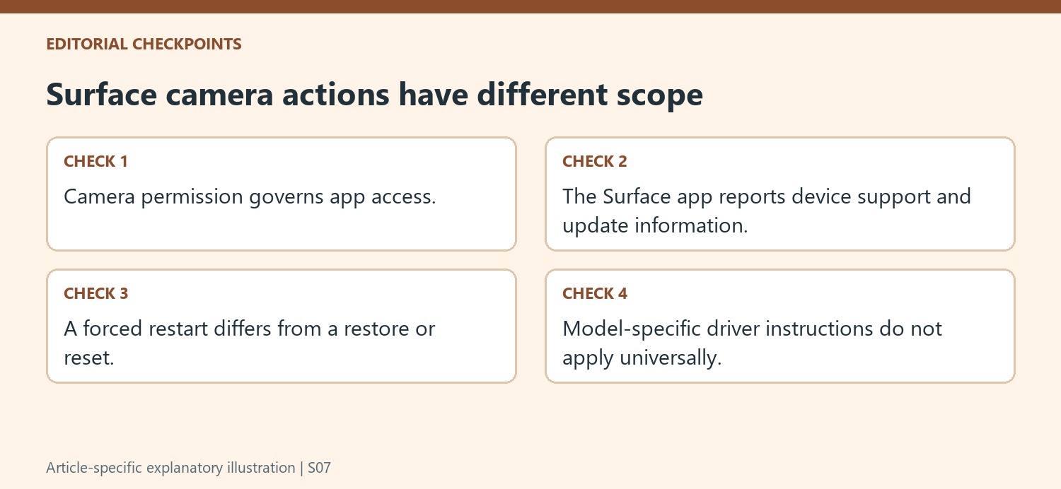 Surface camera actions have different scope