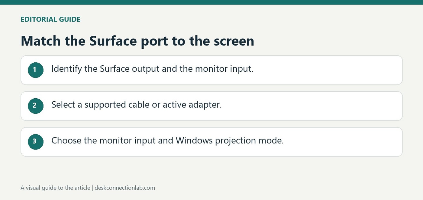 Match the Surface port to the screen